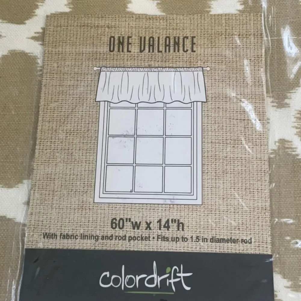 NEW SET of 2 Colordrift Beige Misha Valance Set